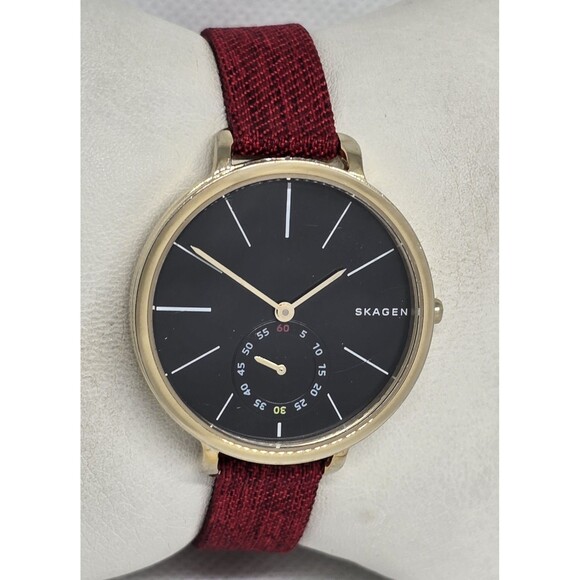 Womens Skagen Hagen SKW2354 Small Second Hand Black Dial Gold Tone Case Watch 13 main image 9